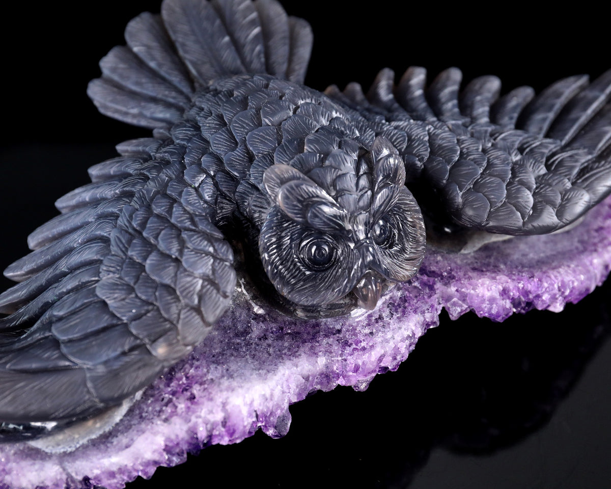 Amethyst Winged Owl Geode