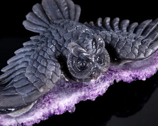 Amethyst Winged Owl Geode