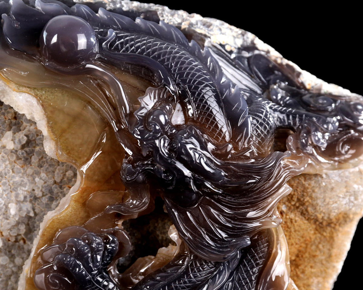 Agate Dragon Guardian Druzy Geode