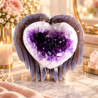 Amethyst Angel Wings Heart Geode