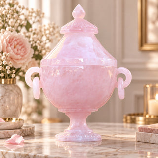 Rose Quartz Candy Bowl with Lid