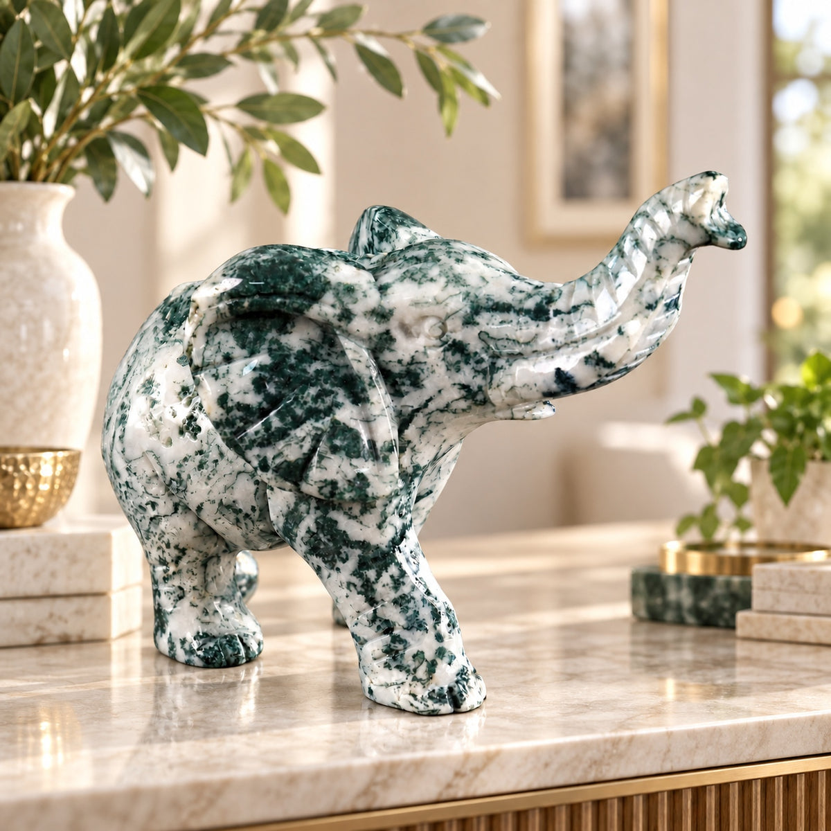 Moss Agate Elephant