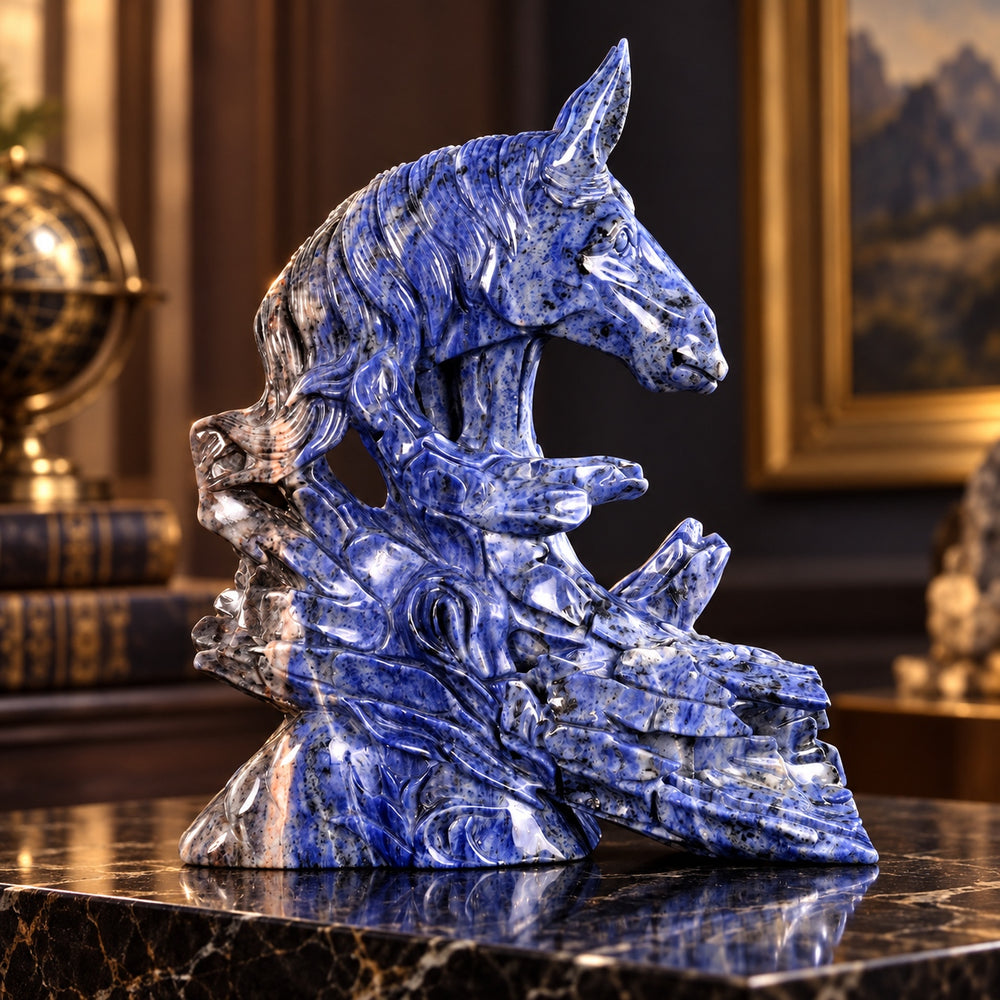 Sodalite Horse Head & Tree Stump