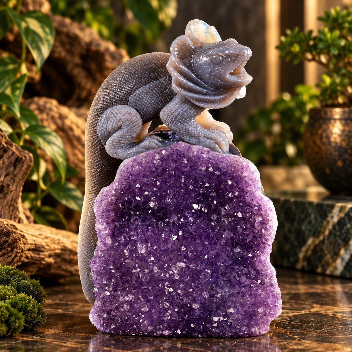 Amethyst Chameleon Geode