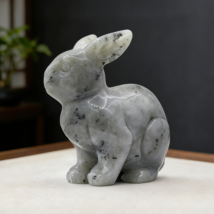 Labradorite Rabbit Carving — view 1