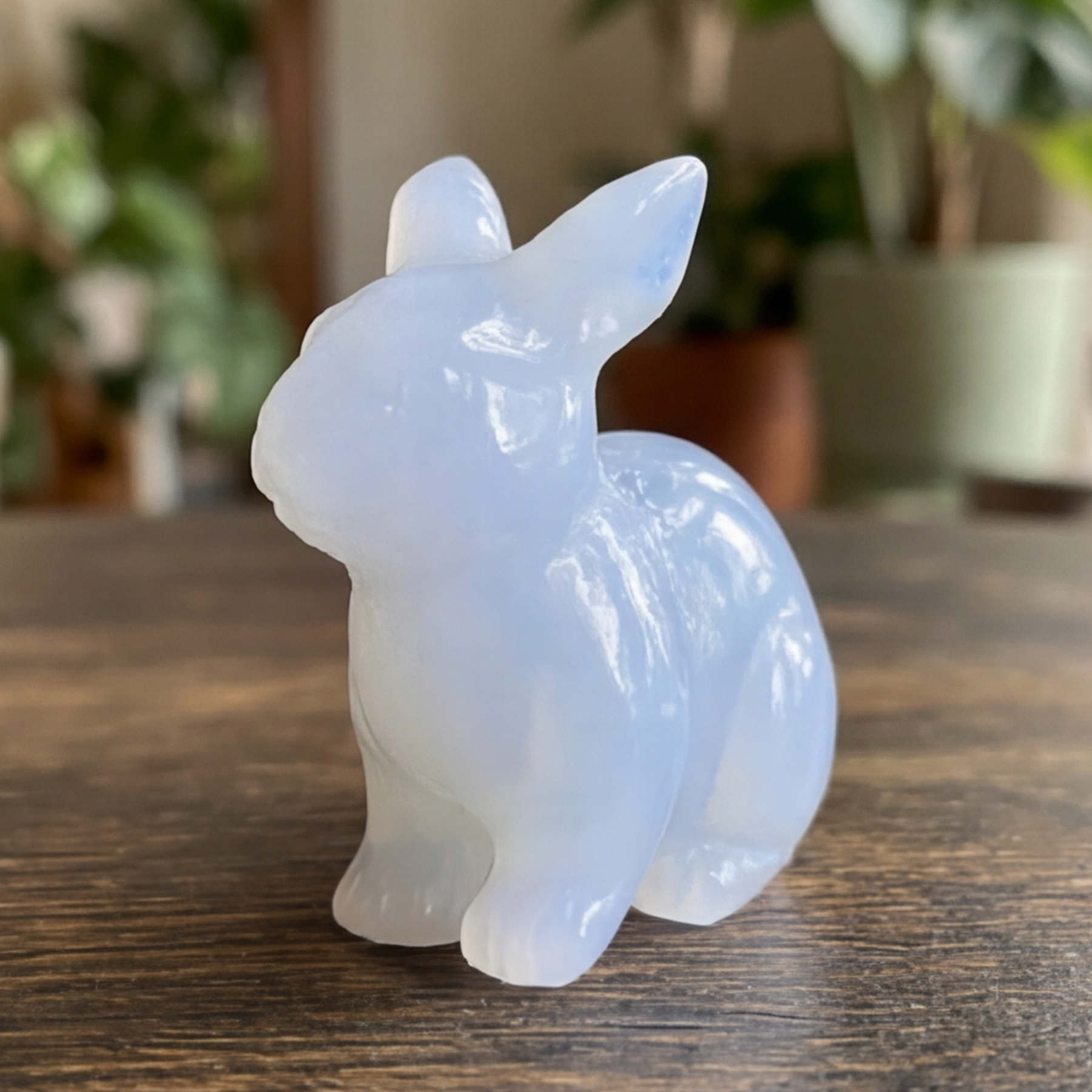 Blue Chalcedony Easter Rabbit Carving- Animal Carving — view 3