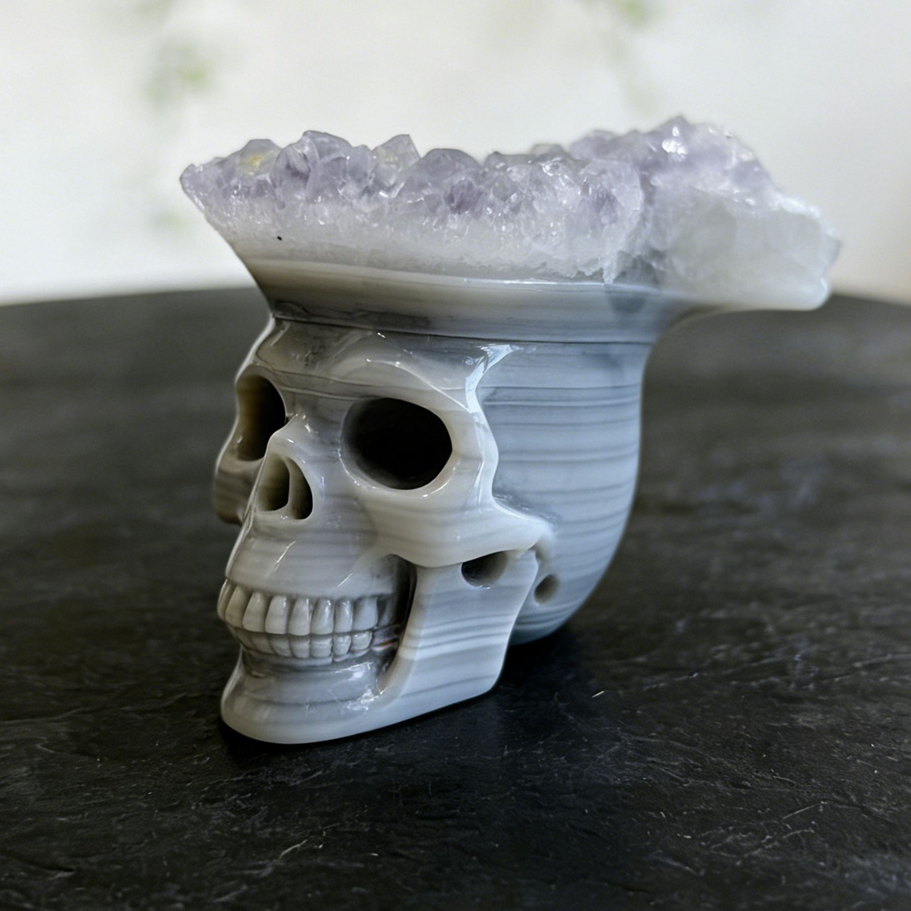 2.64 inch Amethyst Cluster Crown Crystal Skull - Natural Crystal — view 1
