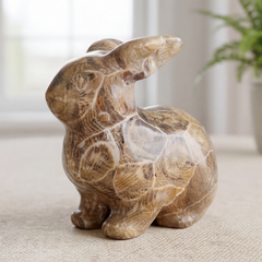 Coral Fossil Rabbit Carving – Natural Stone — view 7