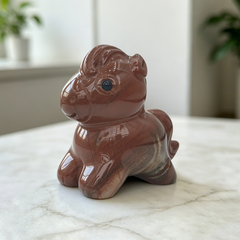 Red Jasper Cartoon Pony Carving — view 3