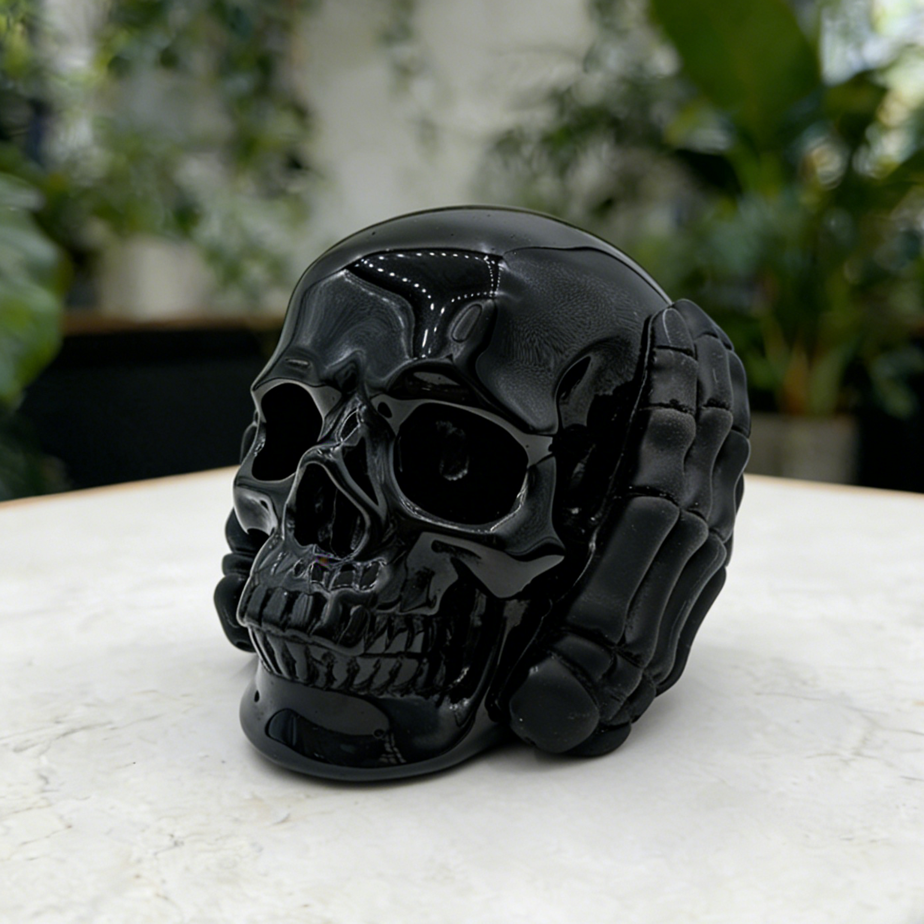 Hear No Evil Black Obsidian Skull — view 1