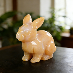 Yellow Chalcedony Rabbit Carving-Natural Stone Carving — view 3