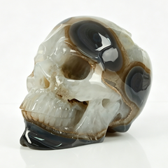 7.8 inch Carved Geode Agate Skull - Sculpture Carving — view 6