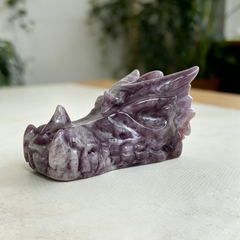3 inch Dream Amethyst Chinese Dragon Skull - Natural Amethest Sculpture — view 3