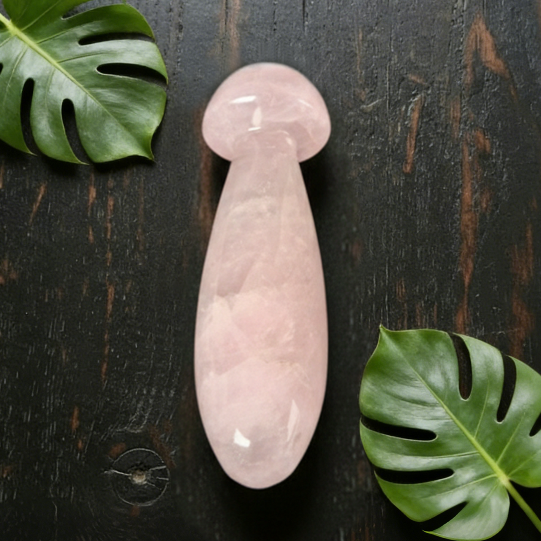 Rose Quartz Mushroom Acupressure Tool – Natural Healing Stone — view 7