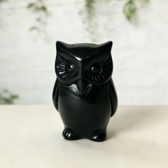 Black Obsidian Owl Family Carving – Protection Stone — view 7