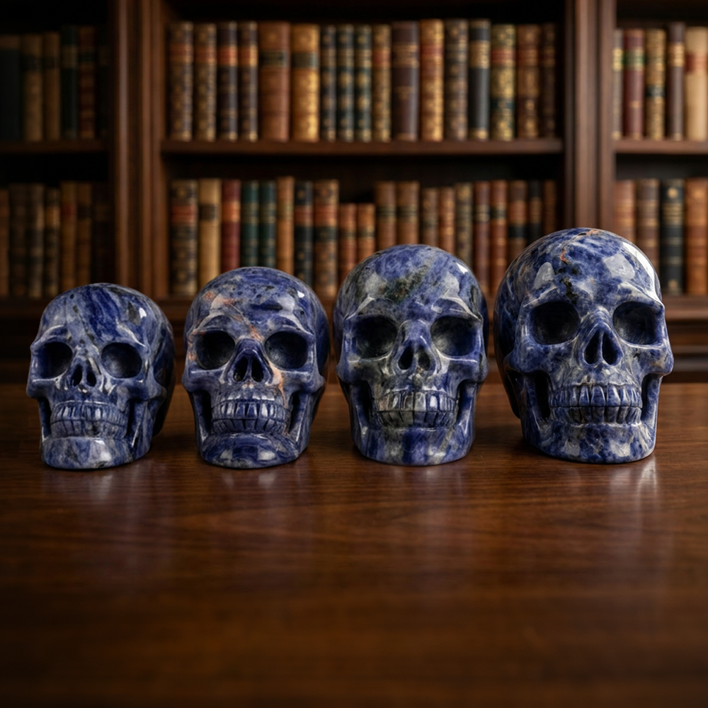 7-10 inch Blue Lace Agate Skull - Titan Series Large Scale Crystal Skull — view 3
