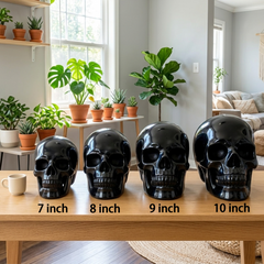 7-14 inch Black Obsidian Crystal Skull - Titan Series Large Scale Crystal Skull — view 2