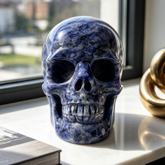 7-10 inch Blue Lace Agate Skull - Titan Series Large Scale Crystal Skull — view 4