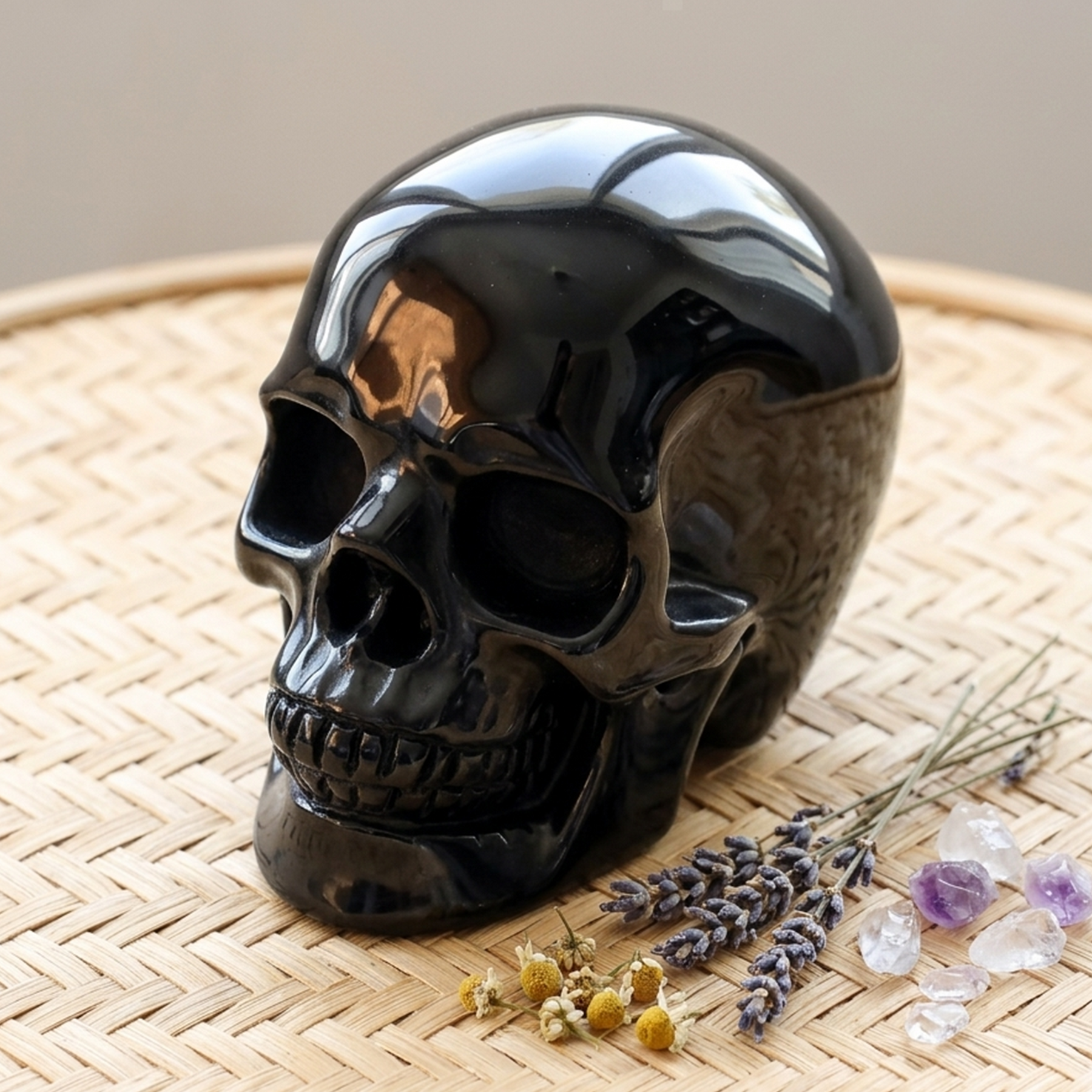 7-14 inch Black Obsidian Crystal Skull - Titan Series Large Scale Crystal Skull — view 5