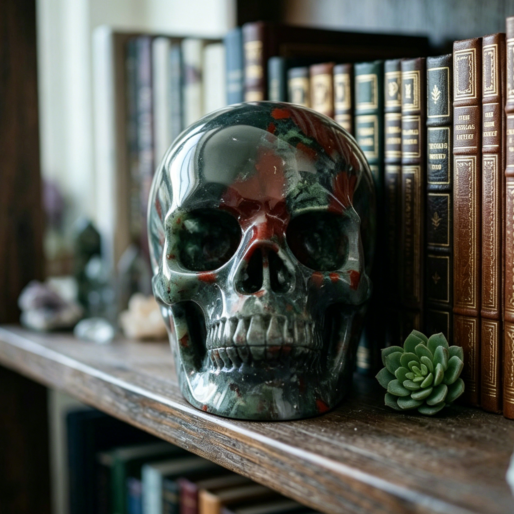 7-14 inch African Bloodstone Crystal Skull - Titan Series Large Scale Crystal Skull — view 5