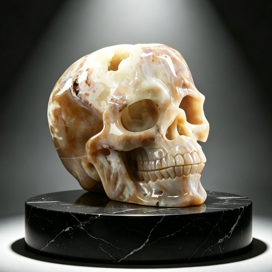 Yellow Chalcedony Geode Skull - Honey Gemstone — view 1