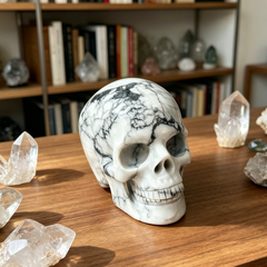 7-10 inch White Howlite Crystal Skull - Titan Series Large Scale Crystal Skull — view 4