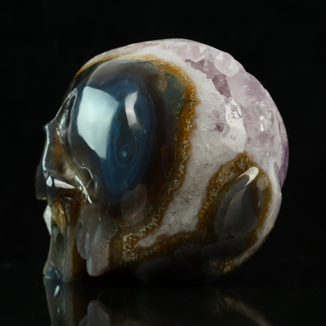 Amethyst Geode Skull - Natural Crystal — view 8