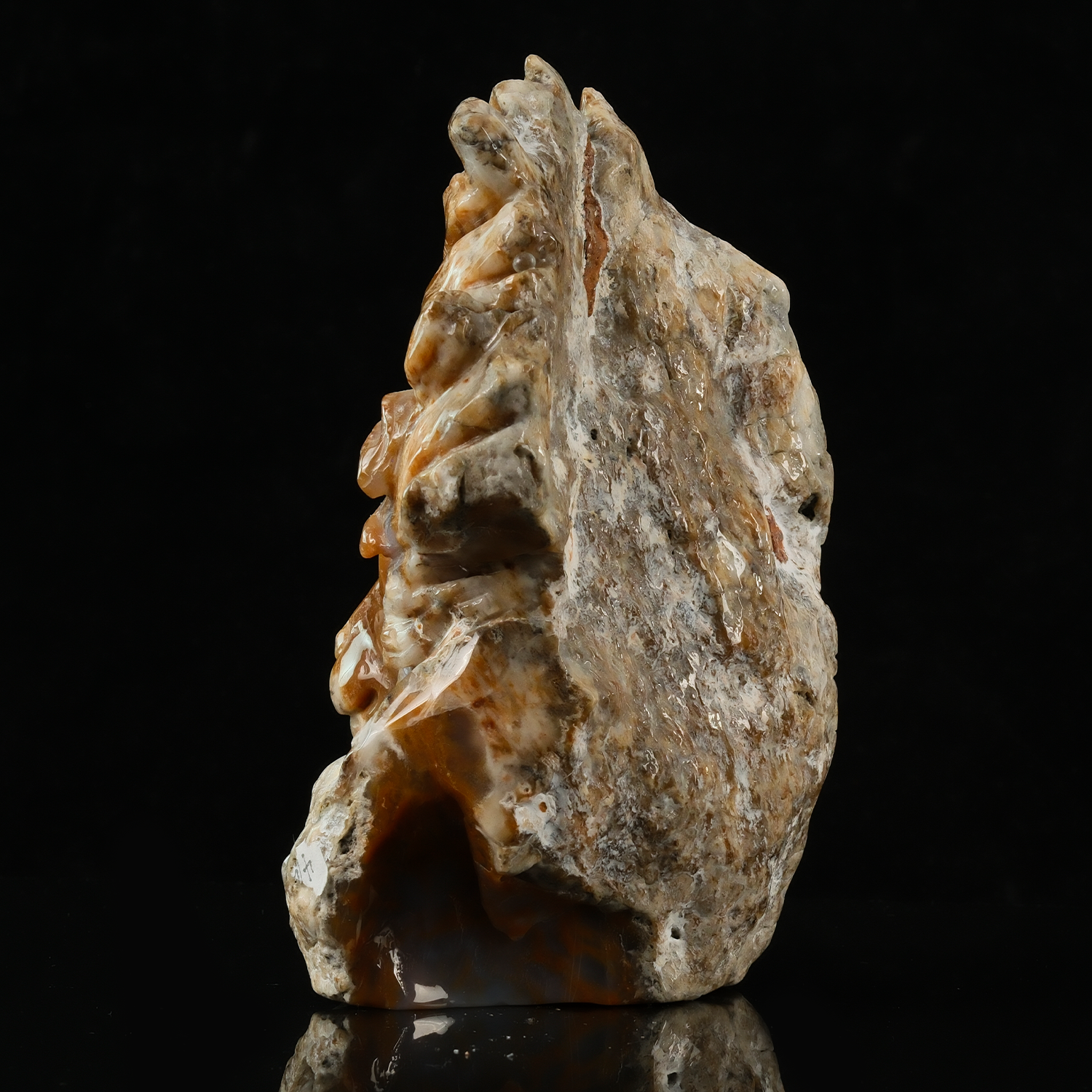 Yellow Chalcedony Lion Head Carving — view 7