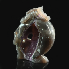 Amethyst Geode Skull with Scorpion - Natural Stone Sculpture — view 8