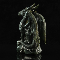 Labradorite Winged Dragon on Skull - Sculpture — view 3