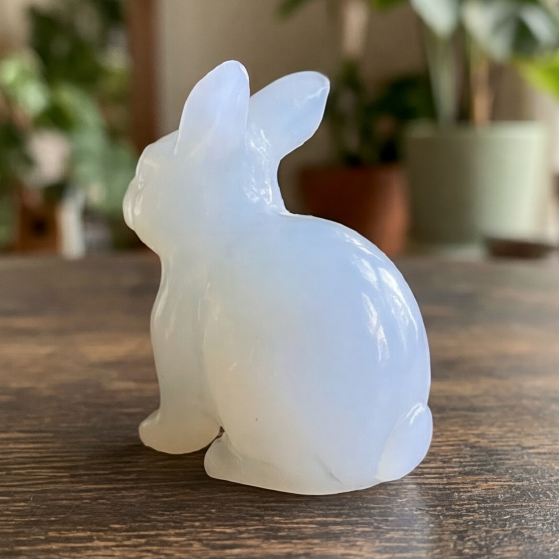 Blue Chalcedony Easter Rabbit Carving- Animal Carving — view 4