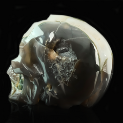 6.5 inch Carved Geode Agate Skull - Sculpture Carving — view 6