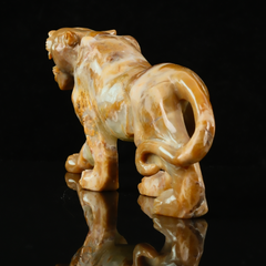 Yellow Chalcedony Leopard Carving — view 6
