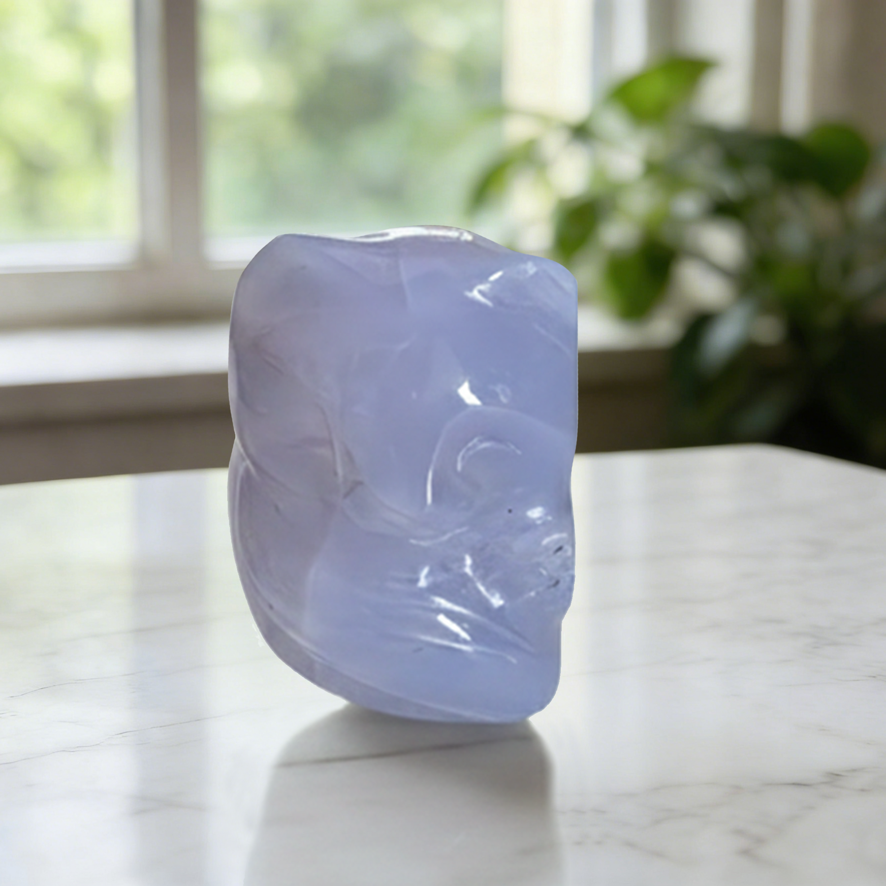 Blue Chalcedony Sleeping Cat Carving — view 7