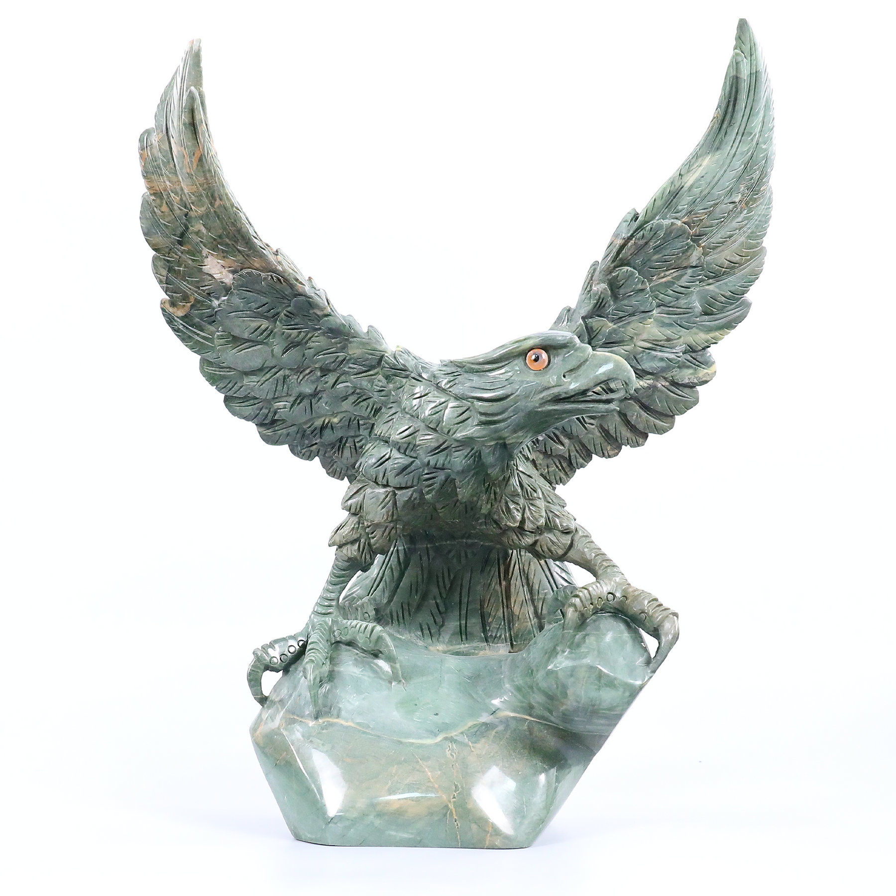 13.8 Inch Nine Dragon Jade Eagle Sculpture — view 1