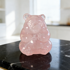 Rose Quartz Bear Carving – Gemstone Sculpture — view 2