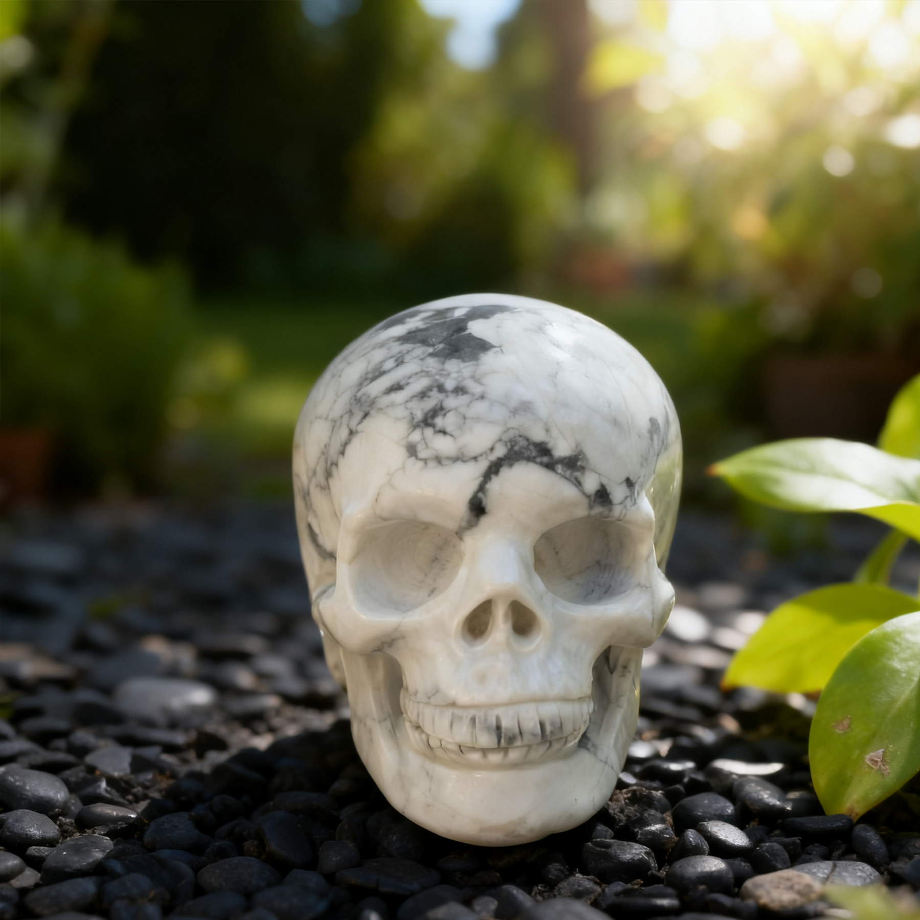 2 Inch White Howlite Turquoise Crystal Skull – Skull — view 8