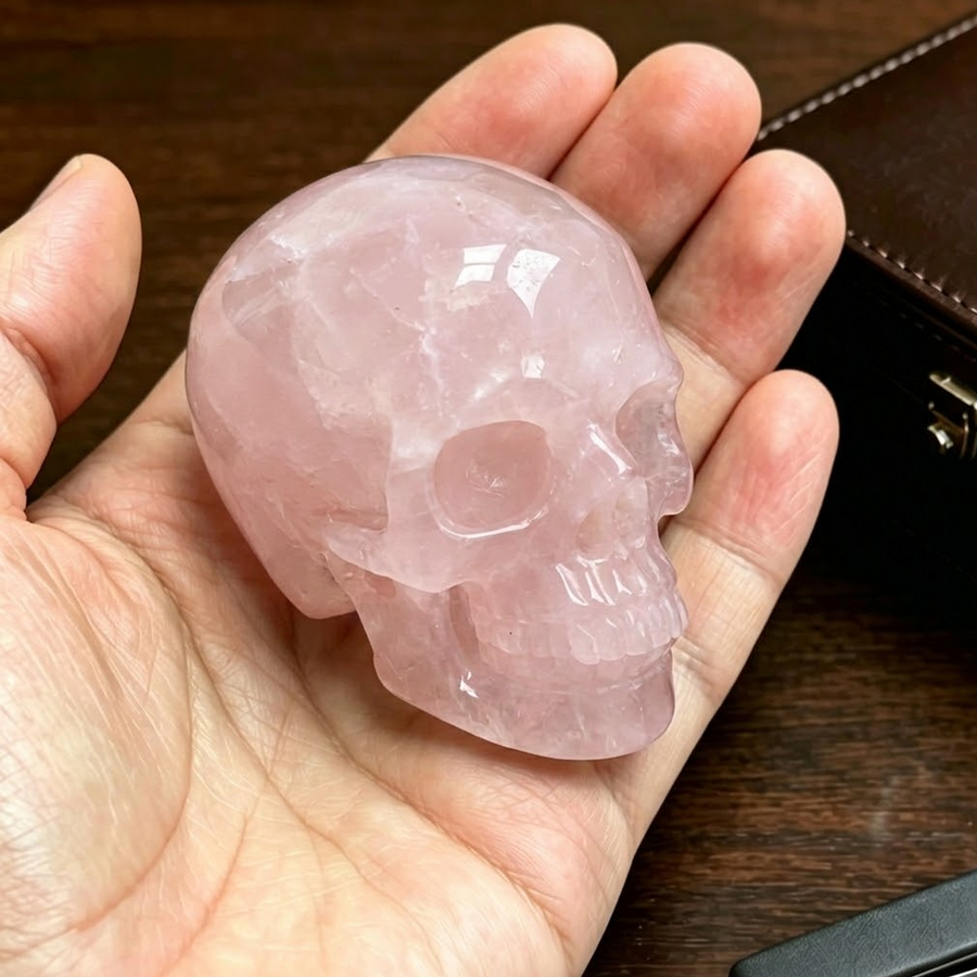 2 Inch Rose Quartz Crystal Skull – Mini — view 1