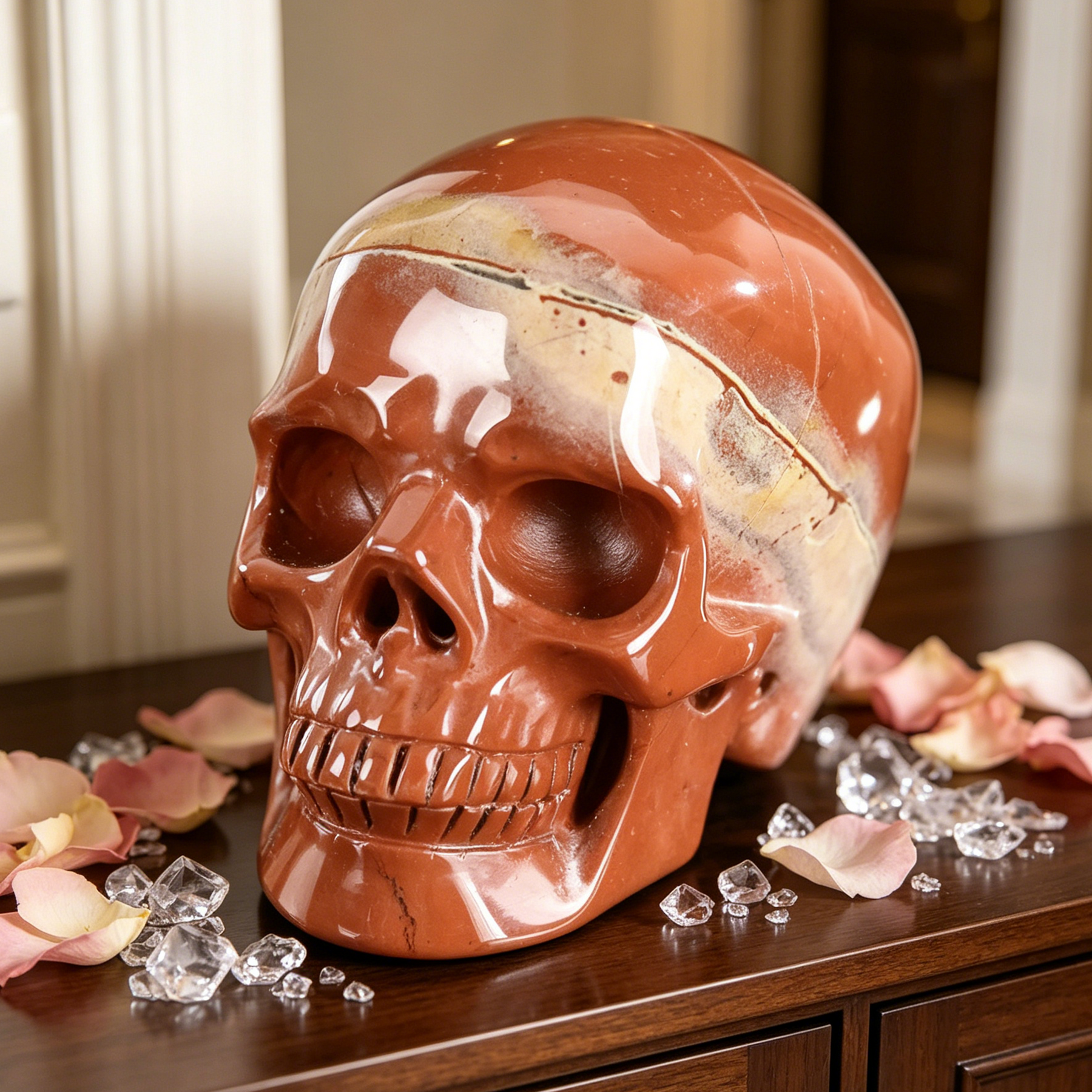 7-14 inch Red Jasper Crystal Skull - Titan Series Large Scale Crystal Skull — view 7