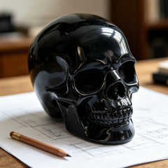 7-14 inch Black Obsidian Crystal Skull - Titan Series Large Scale Crystal Skull — view 7