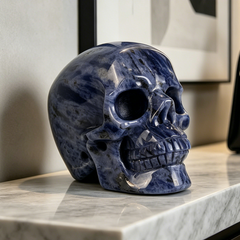 7-10 inch Blue Lace Agate Skull - Titan Series Large Scale Crystal Skull — view 1