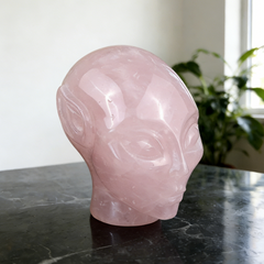 3.8 Inch Rose Quartz Alien Crystal Skull – Healing Stone — view 3