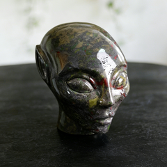 3 inch Dragon Bloodstone Alien Crystal Skull - Natural tone — view 3