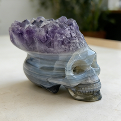 2 inch Amethyst Cluster Crown Crystal Skull - Natural Crystal — view 1