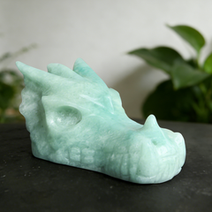 2 inch Amazonite Chinese Dragon Skull- Natural Jade Sculpture — view 7