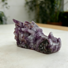 3 inch Dream Amethyst Chinese Dragon Skull - Natural Amethest Sculpture — view 7