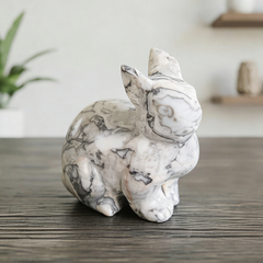 Grey Picture Jasper Rabbit Carving - Natural Gemstone — view 7