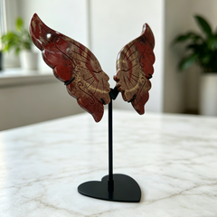 Red Jasper Butterfly Sculpture with Dual Face - Natural Jasper Carving — view 3