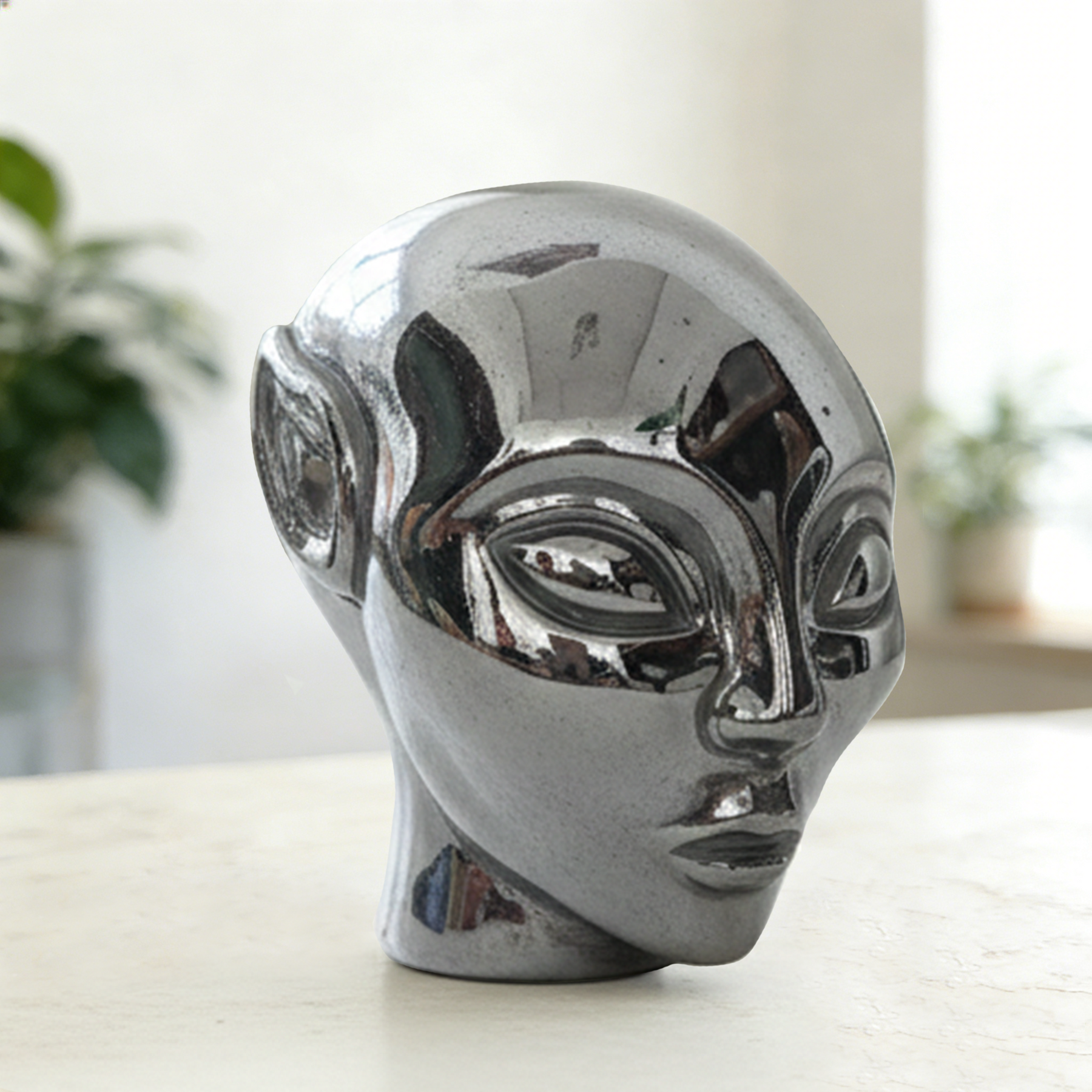 3 Inch Tektite Alien Crystal Skull – Natural Meteorite Stone — view 3