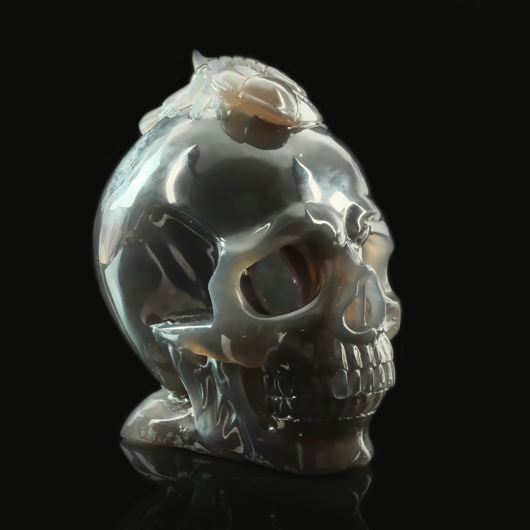Amethyst Geode Skull with Scorpion - Natural Stone Sculpture — view 6